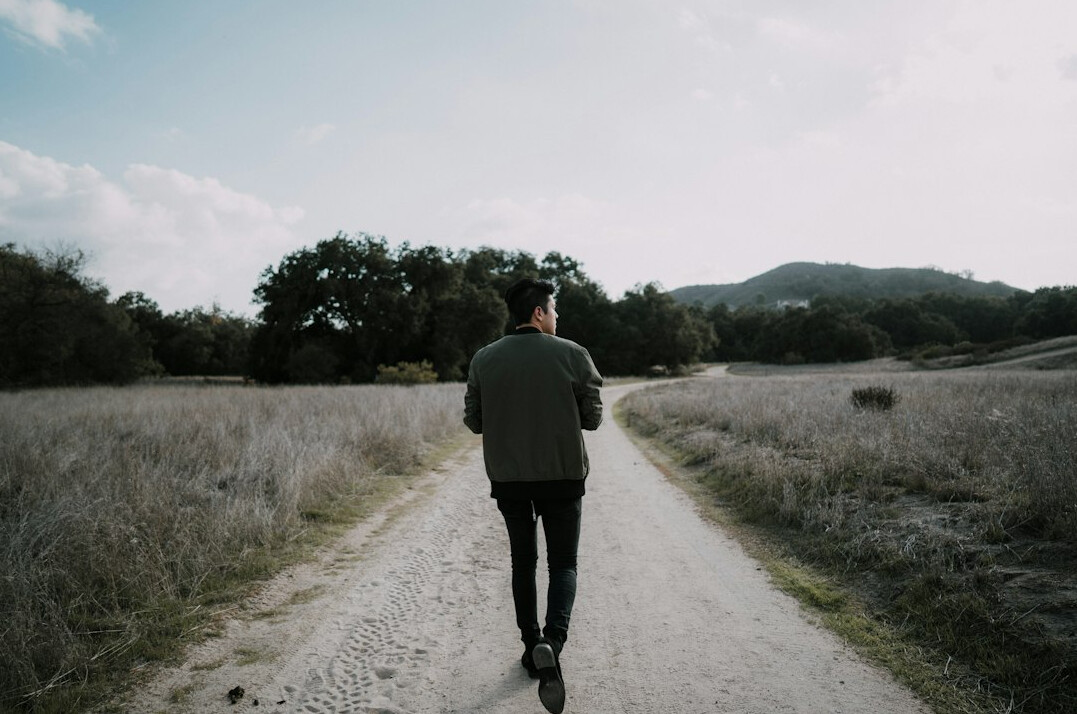 person walking in nature