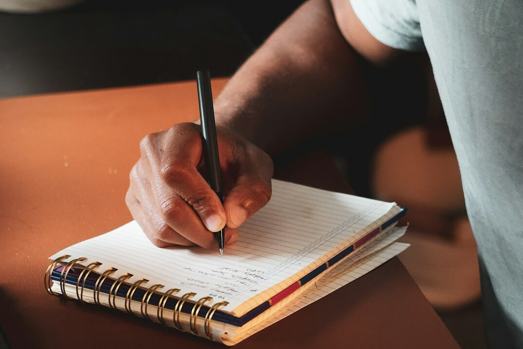 person journaling evening