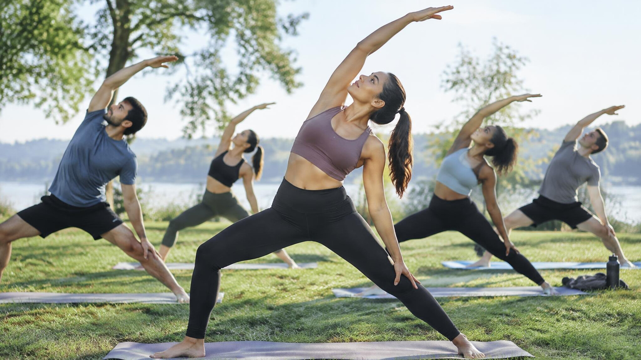 person doing yoga outdoors