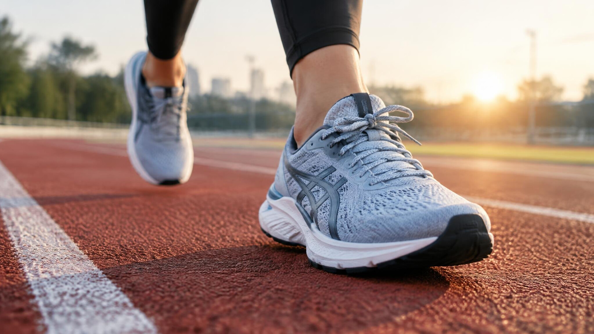Running shoes on a track